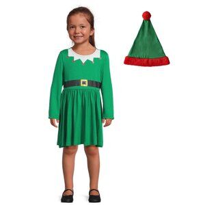Holiday Times Girls ELF Dress with Hat, 2-Piece, Sizes 12M-5T - NWT